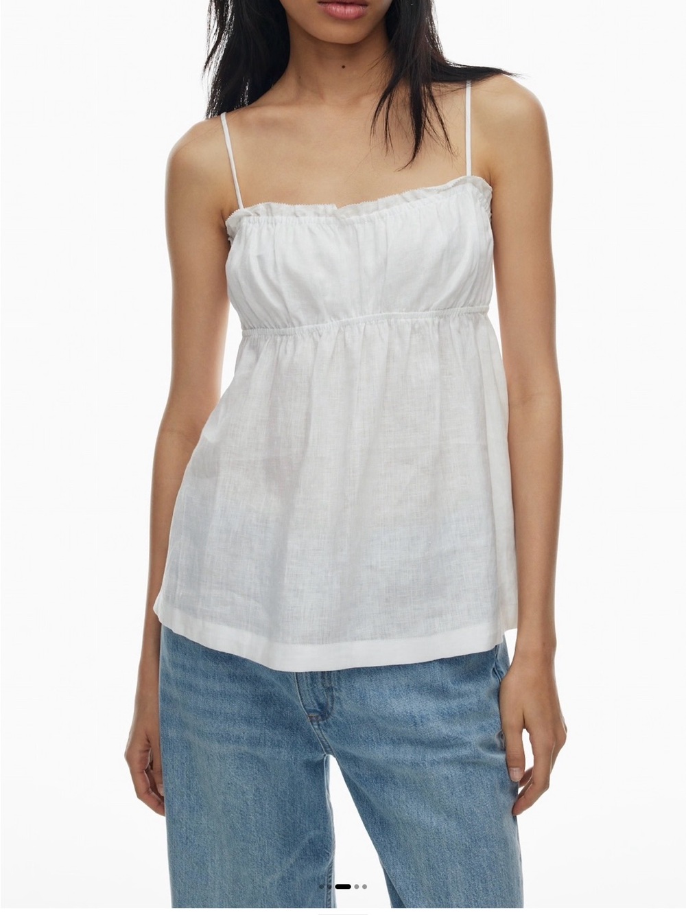Aritzia White Linen Spaghetti Strap Camisole